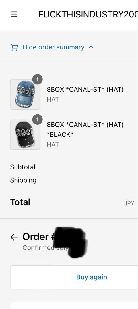 帽子 fuckthisindustry 8BOX CANAL ST HAT DENIM