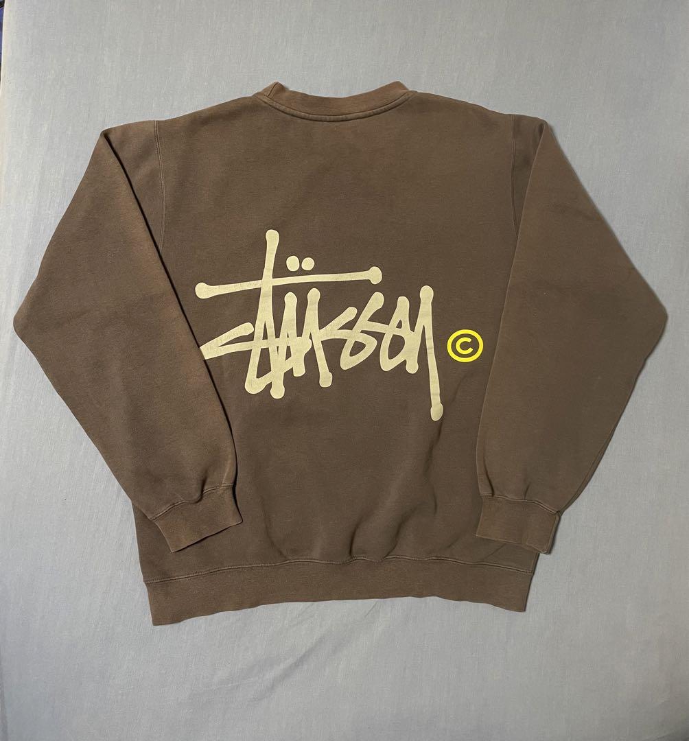 90s old Stussy ロゴ　スウェット ブラウン 紺タグ M 裏起毛