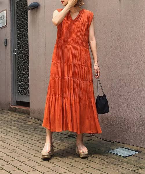 土日 ameri シャーリングプリーツドレス ワンピース SIZE Ameri VINTAGE