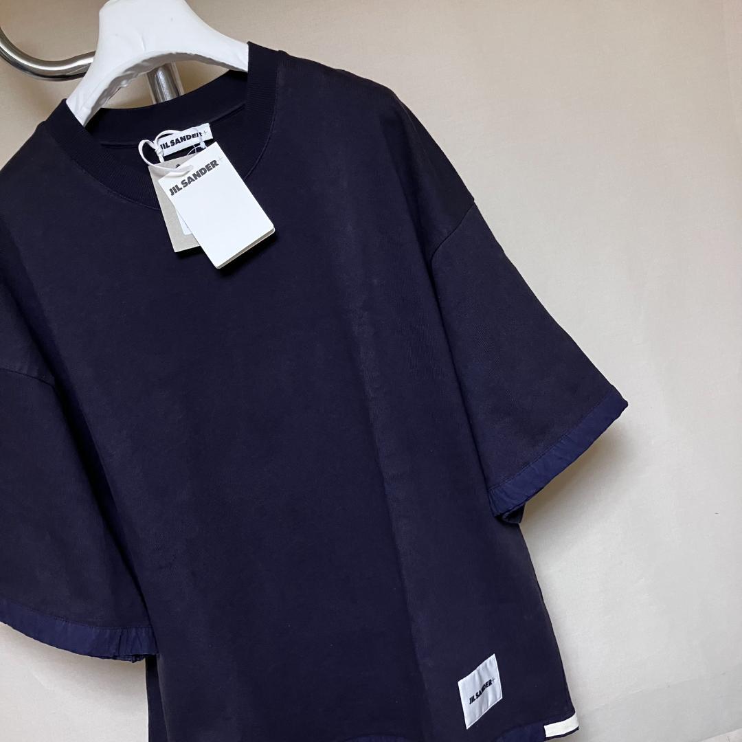 新品 L JIL SANDER 22aw 半袖スウェット ネイビー 5135 画像2