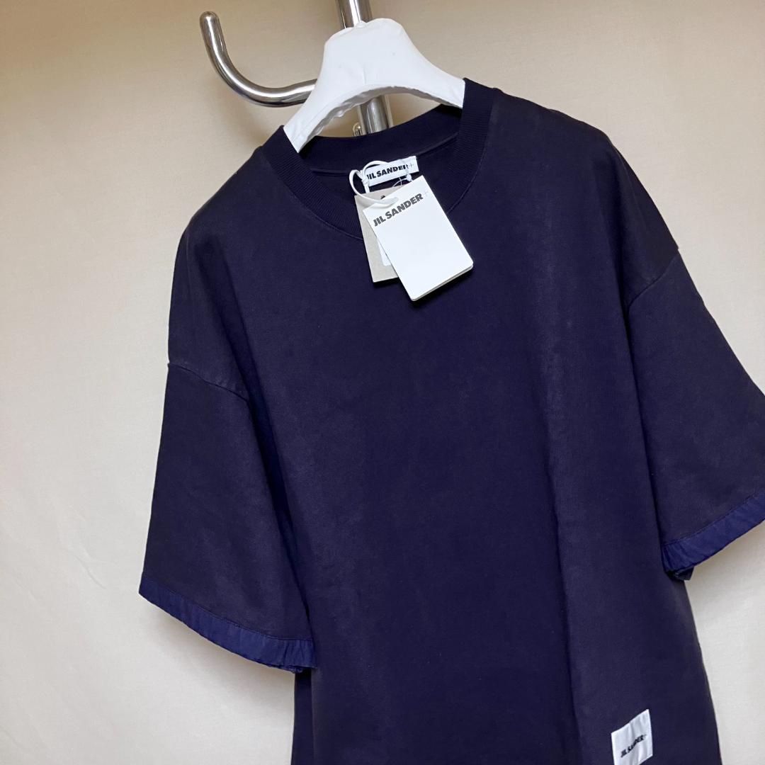 新品 L JIL SANDER 22aw 半袖スウェット ネイビー 5135 画像4