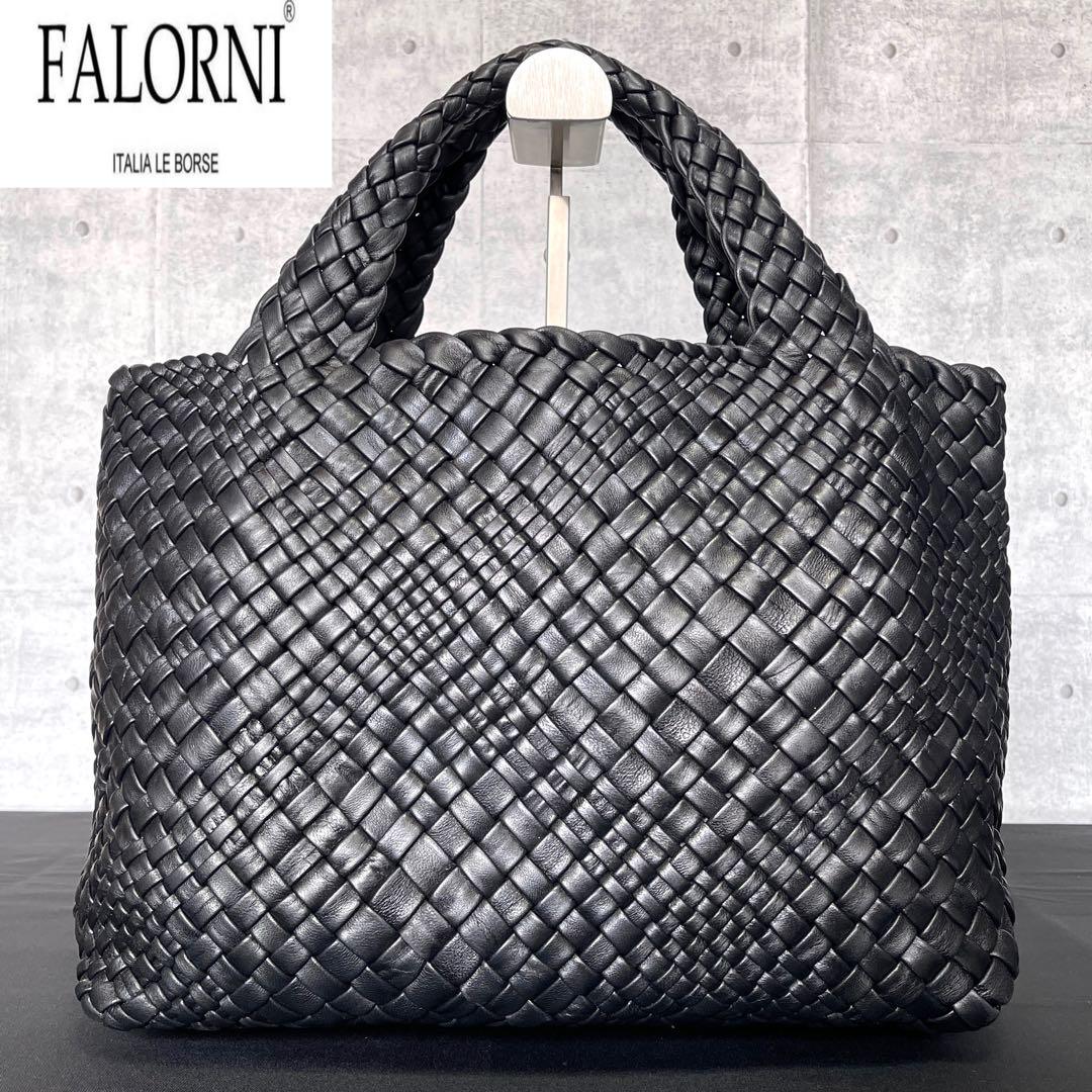 【FALORNI】イントレチャート ブラウン ラムレザー A4 トートバッグ 専用品FALORNI BLACK イントレチャート ラムレザー トートバッグ