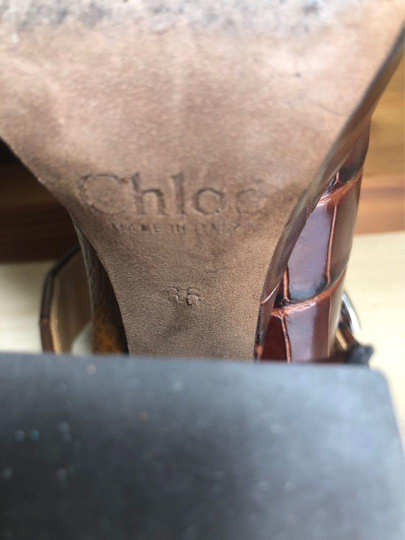 Chloe クロエ　レンガ　型押し　サンダル　36