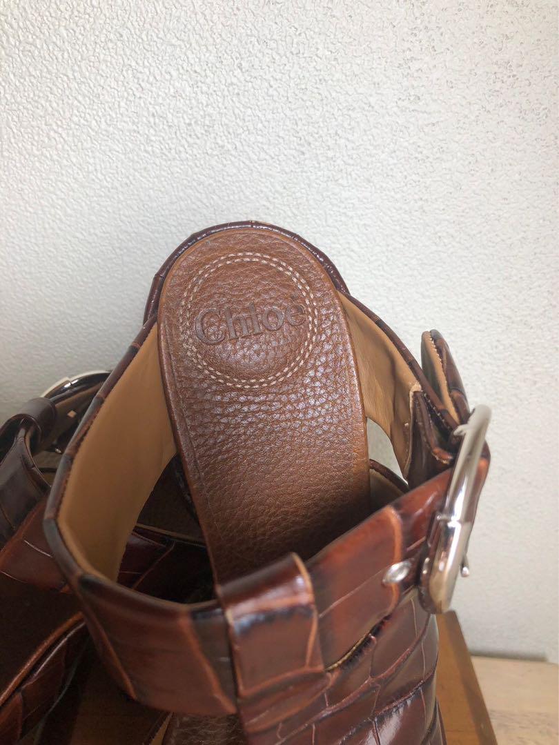 Chloe クロエ　レンガ　型押し　サンダル　36