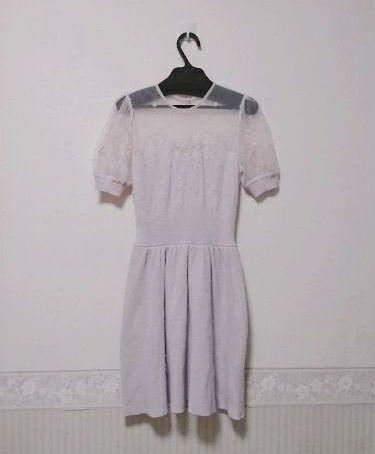 snidel シースルー半袖刺繍ニットワンピース