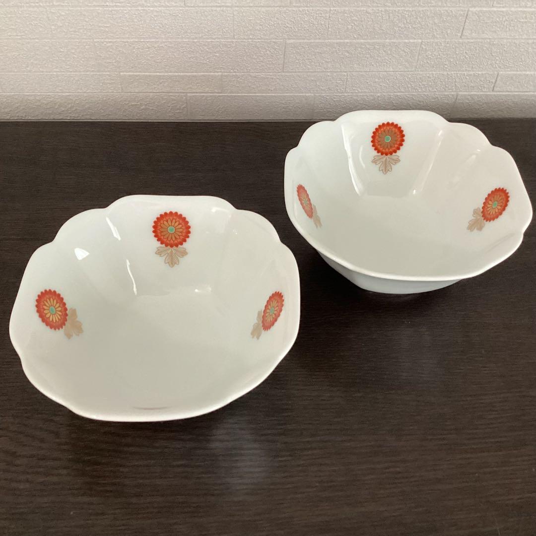 深川製磁　小花錦絵　四方割小鉢