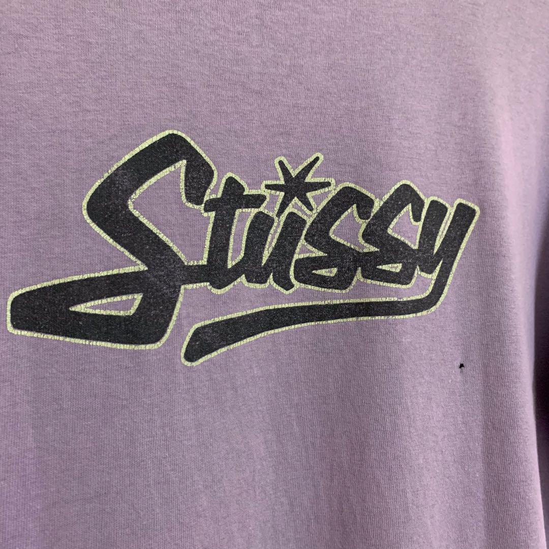 80s 後期 STUSSY 黒タグ USA製 筆記体 ロゴ Tシャツ M 希少