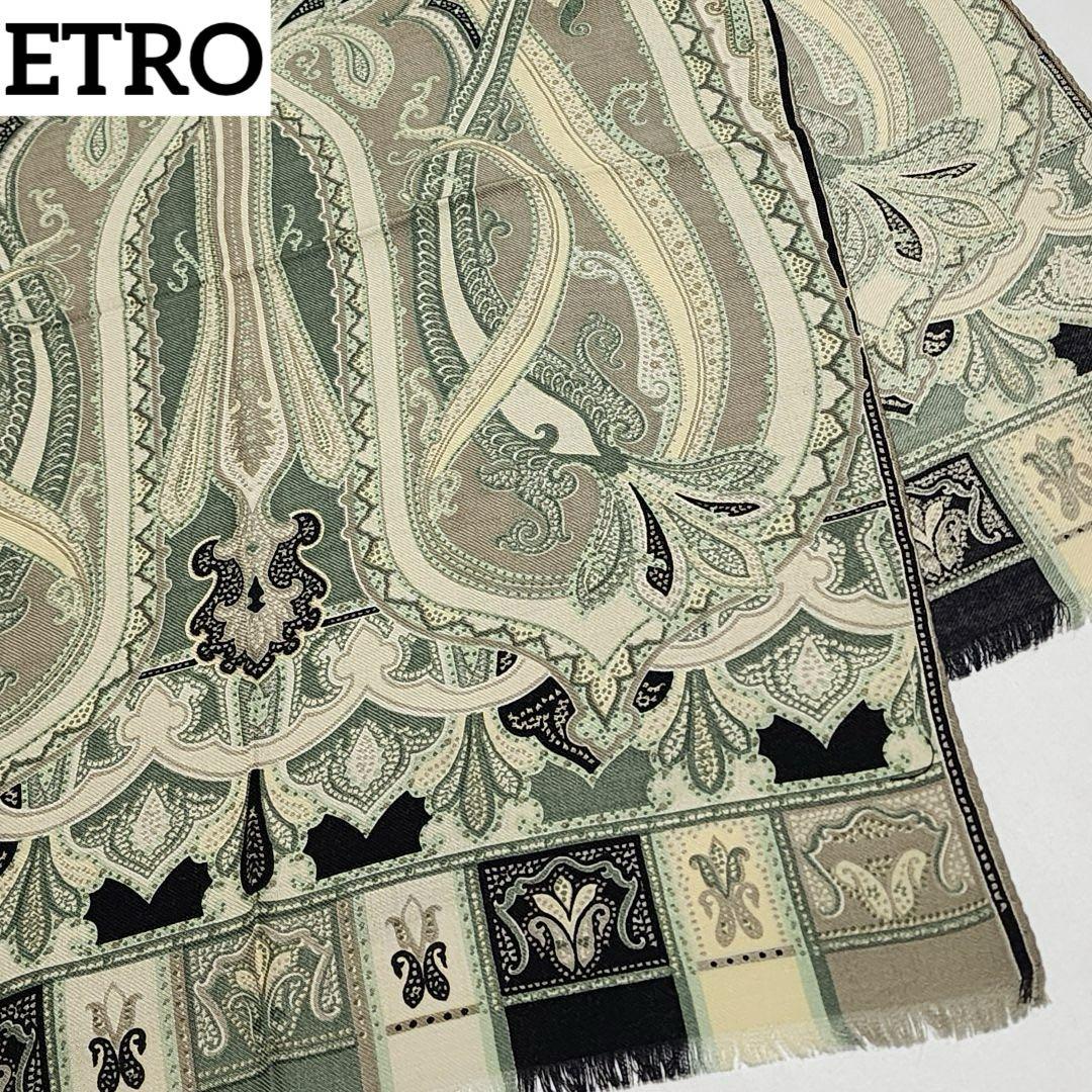 ETRO ペイズリー柄 ストール　美品♡ 美品 ☆ETRO☆ ストール ペイズリー柄 ウール混 チャコールグレー