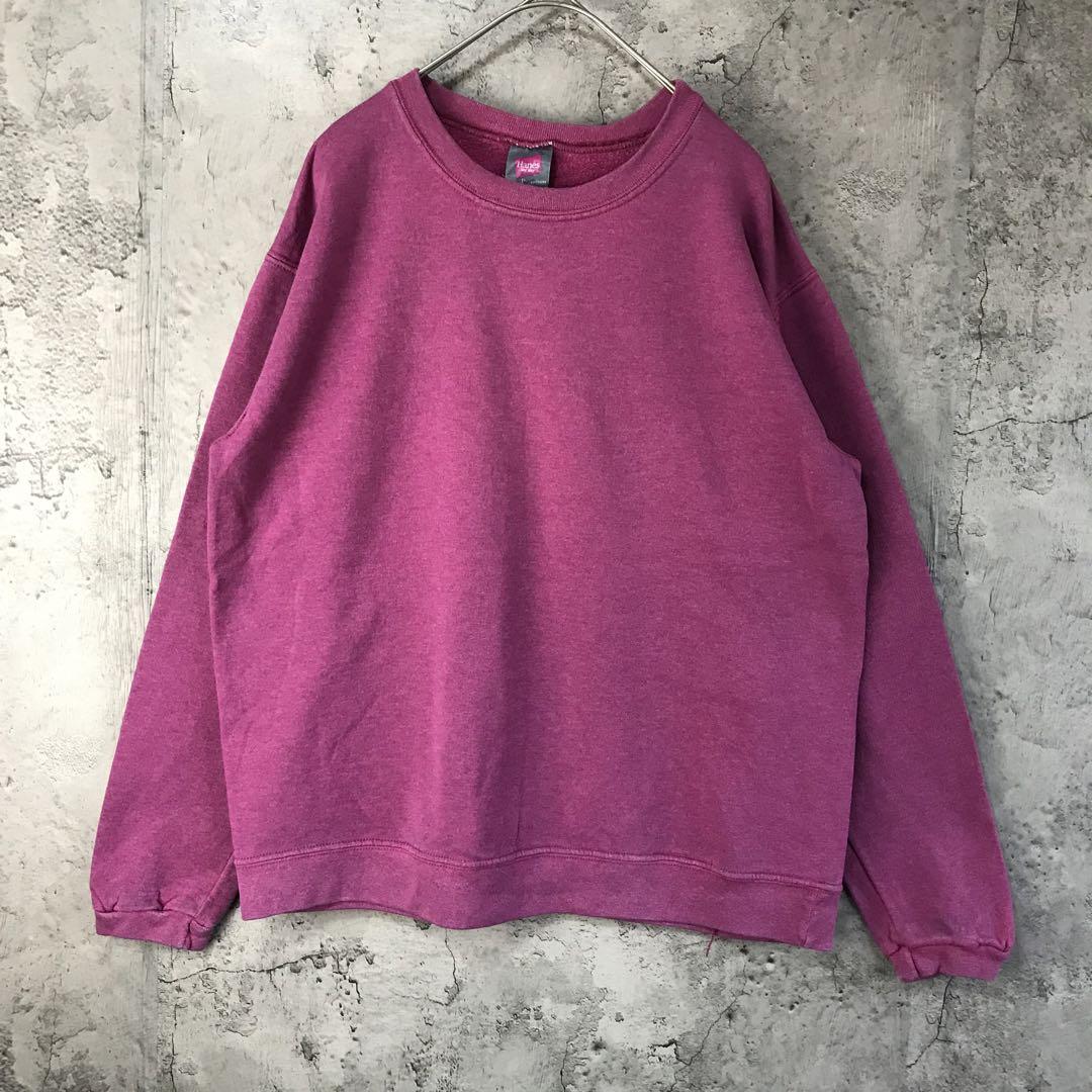 Y2554古着　トレーナー　スウェット　ピンク　无地　90s Y2K