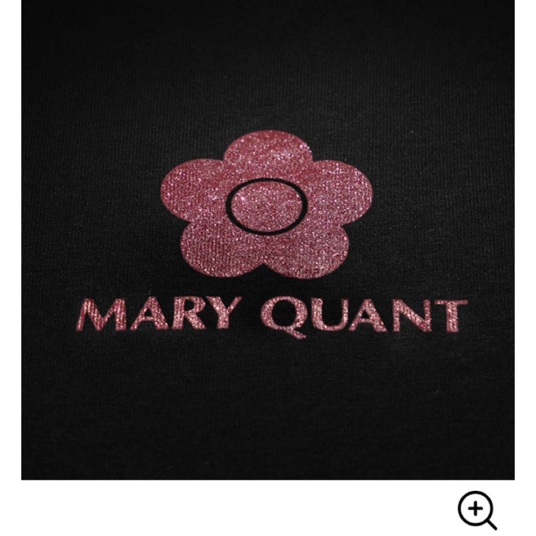 MARY QUANT ピンクグリッター ロゴ Tシャツ (ブラック)