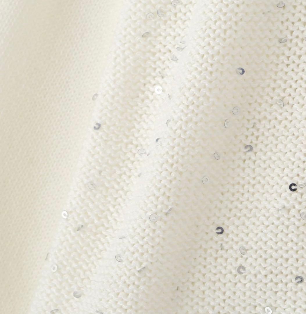 新品！N ナチュラルビューティーベーシック　スパンコールショートカーディガン　白