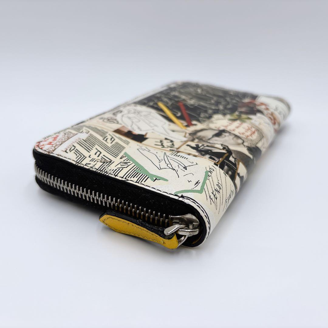 美品 ＊ FENDI フェンディ カールコラージュ ラウンドジップ 長財布