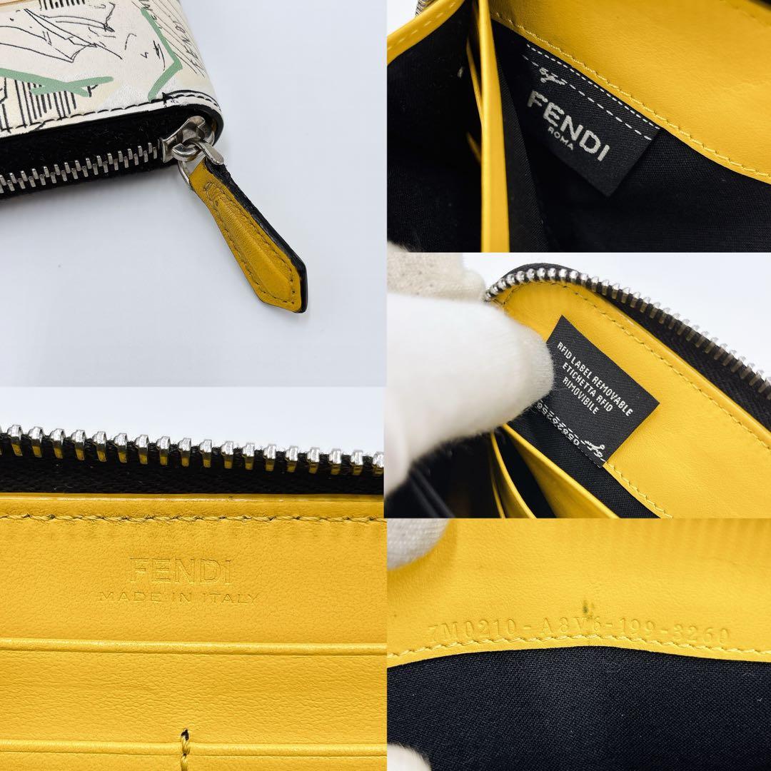 美品 ＊ FENDI フェンディ カールコラージュ ラウンドジップ 長財布