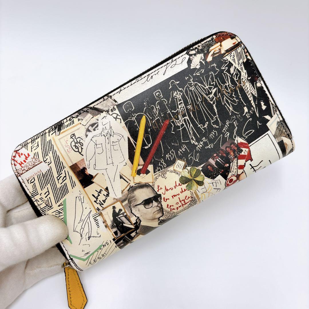 美品 ＊ FENDI フェンディ カールコラージュ ラウンドジップ 長財布