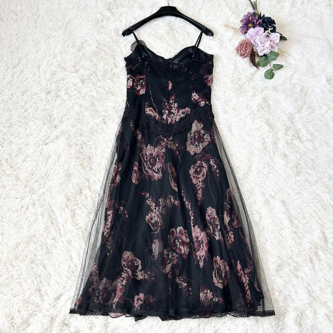 VTG ベッツィジョンソン チュールキャミワンピースドレス 花柄 シルク100%