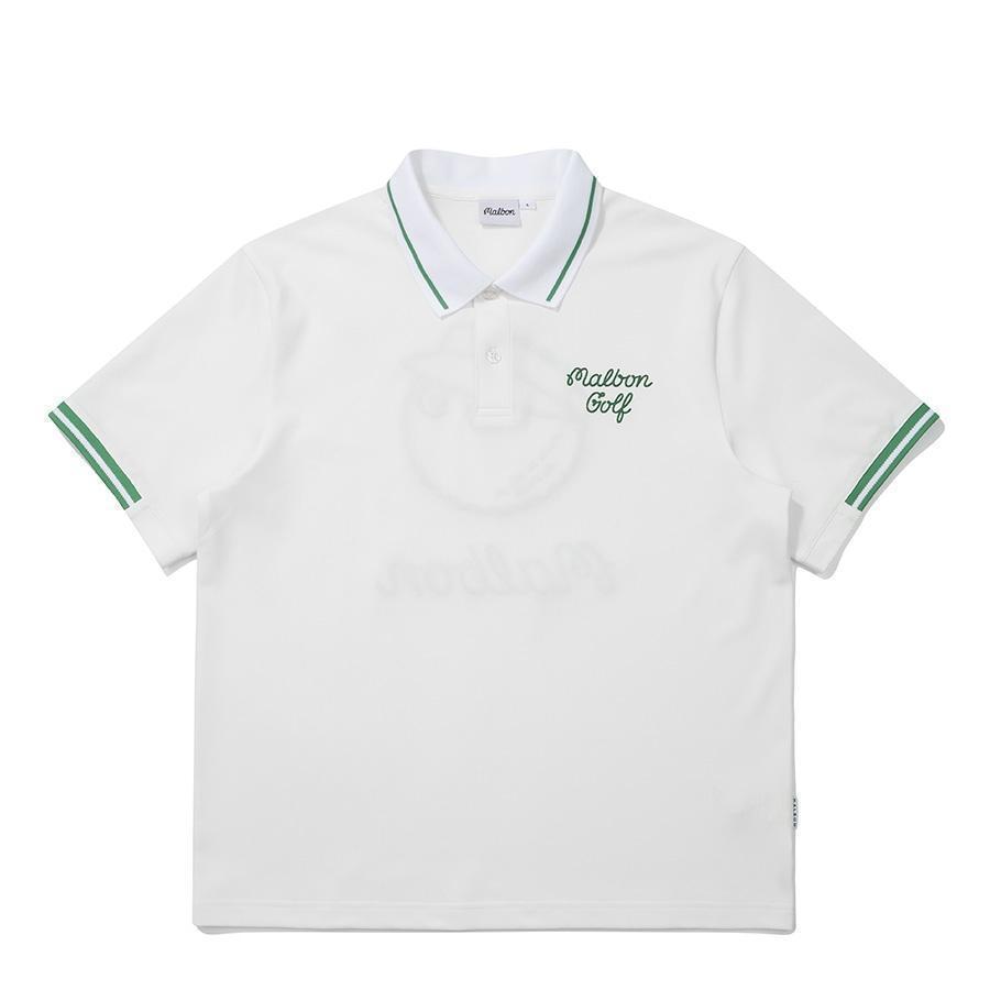 マルボンゴルフ ポロシャツ malbon golf メンズ 半袖シャツ 白色