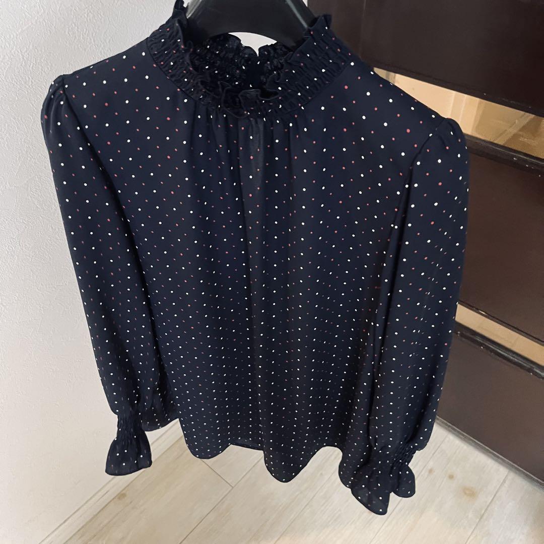 新品☆ANAYI ドットプリントシャーリングブラウス/ セオリー、23区、ロペ