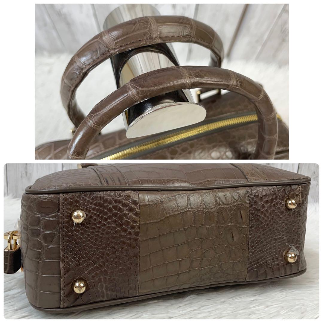 ファルチNY　クロコダイルハンドバッグ Falchi New York/ファルチニューヨーク クロコダイル型押し