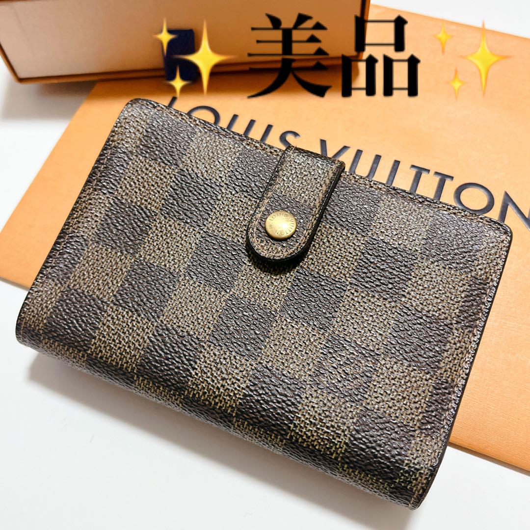 美品 ルイヴィトン ポルトフォイユ ヴィエノワ がま口 二つ折り財布 ダミエ