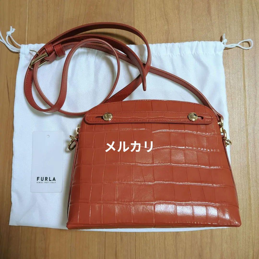 げ フルラ クロコ型押し 本革 牛革 ショルダーバッグFURLA