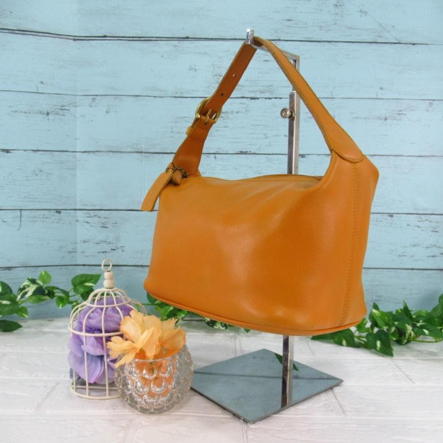 OLD COACH ハンドバッグ イエロー 小さめサイズ 本革 ポーチ 極美品