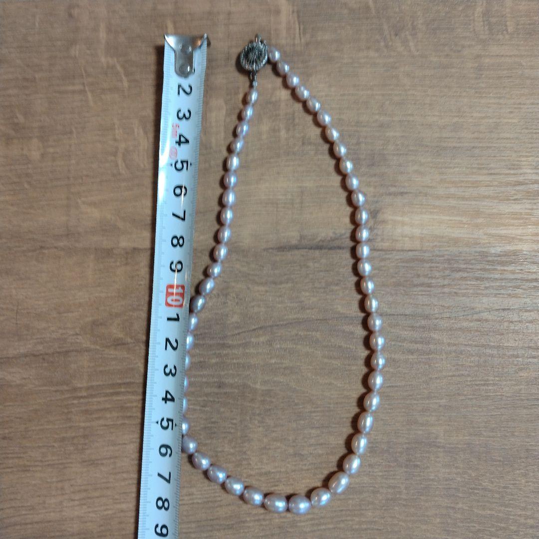ピンクオーバルパールネックレス 約20cm