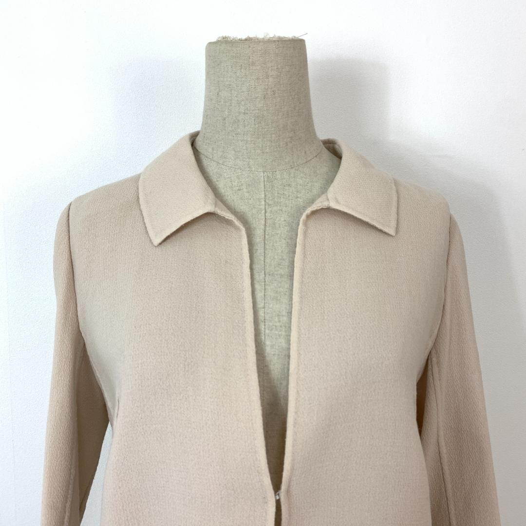 ハナエモリ 薄手ジャケット ピンクベージュ ウール100％ 38 C3192