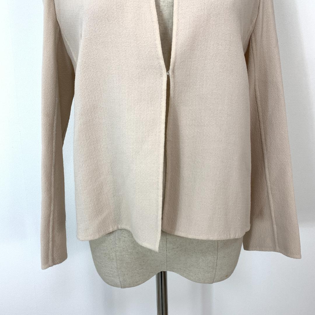 ハナエモリ 薄手ジャケット ピンクベージュ ウール100％ 38 C3192