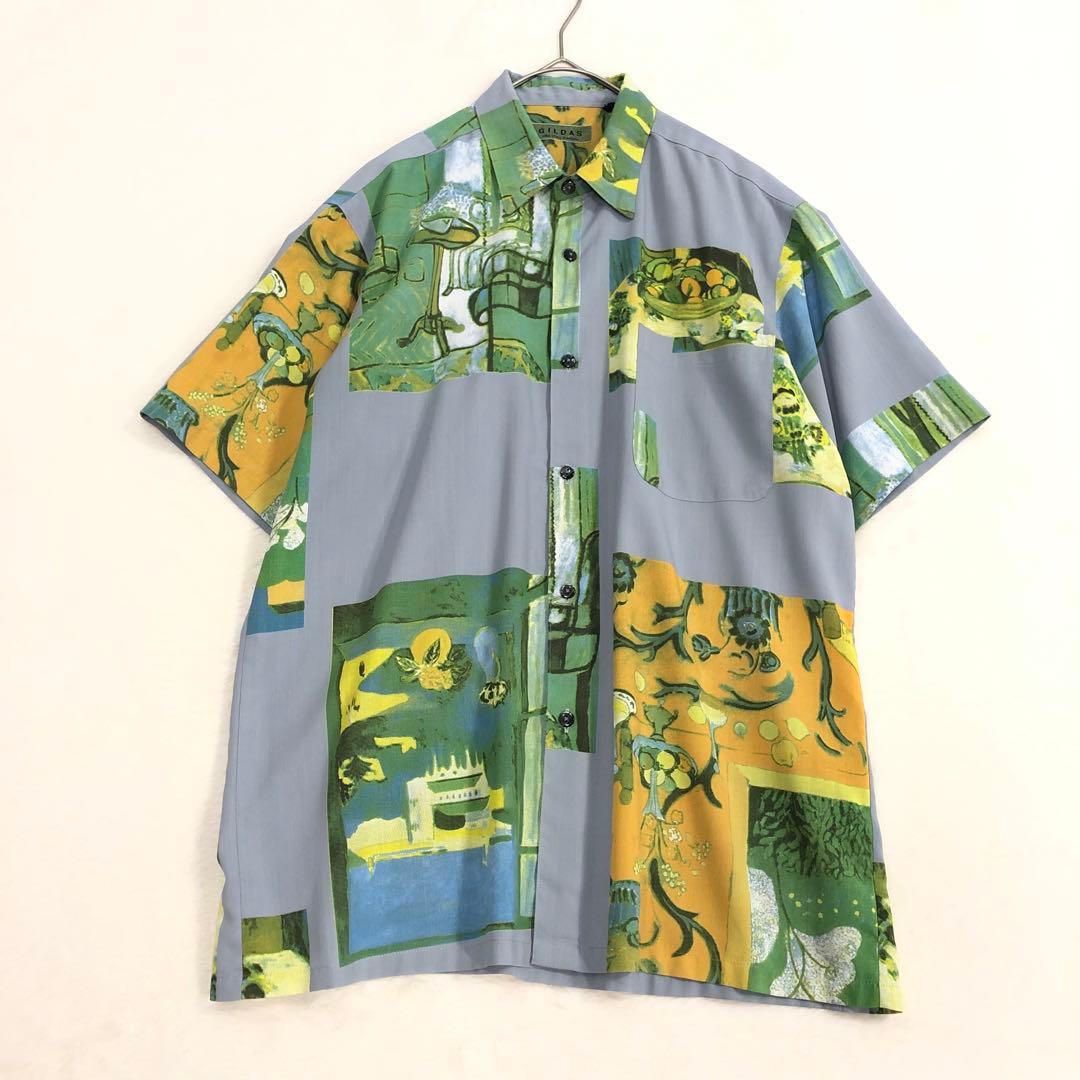 1409 ネクタイシャツ　アート柄　個性的　ヴィンテージ　レトロ　シャツ