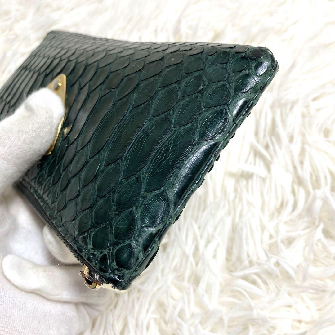 【良品】アタオ＊パイソン L字ファスナー ゴールドプレート