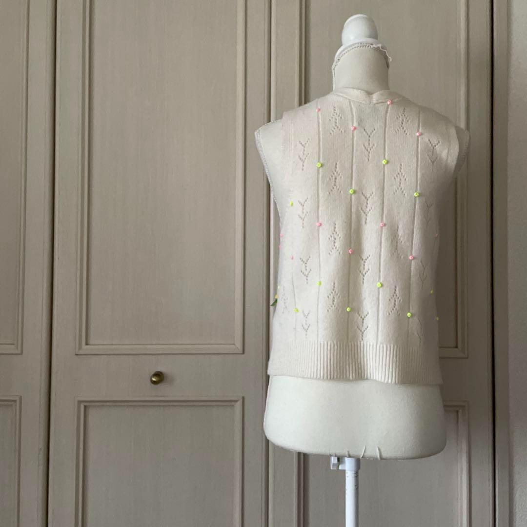T ヤンヤン yanyan 花柄 総柄 刺繍 ジレ ベスト シャツ ニット
