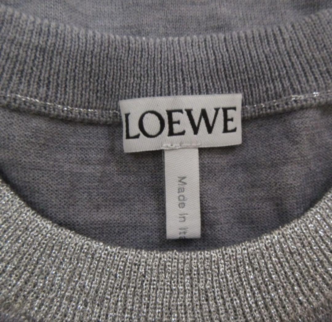 ロエベ　美品 LOEWE ウールブレンド ロゴ刺繍 クルーネック