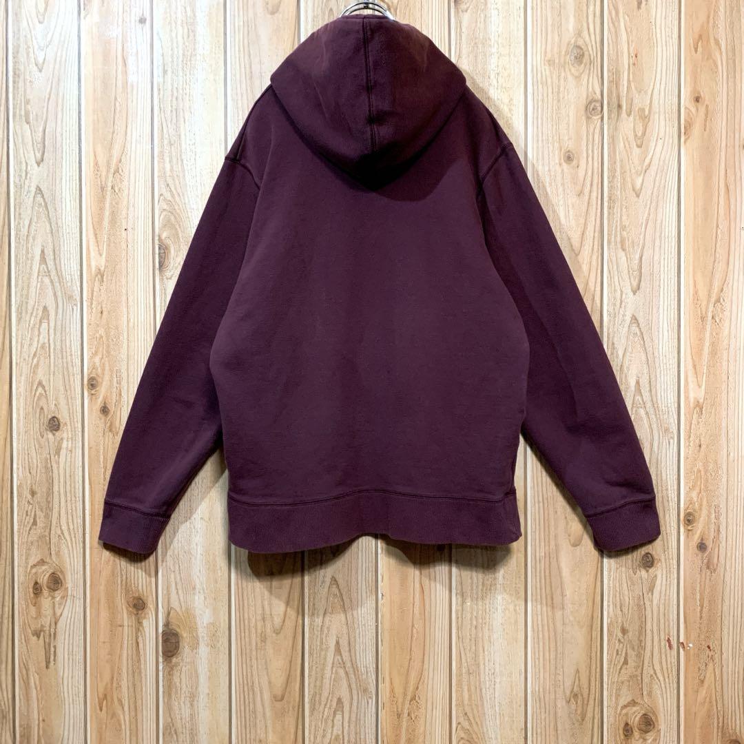 『00s』STUSSY パーカー ◎デカロゴ フェルト 裏パイル フェード感