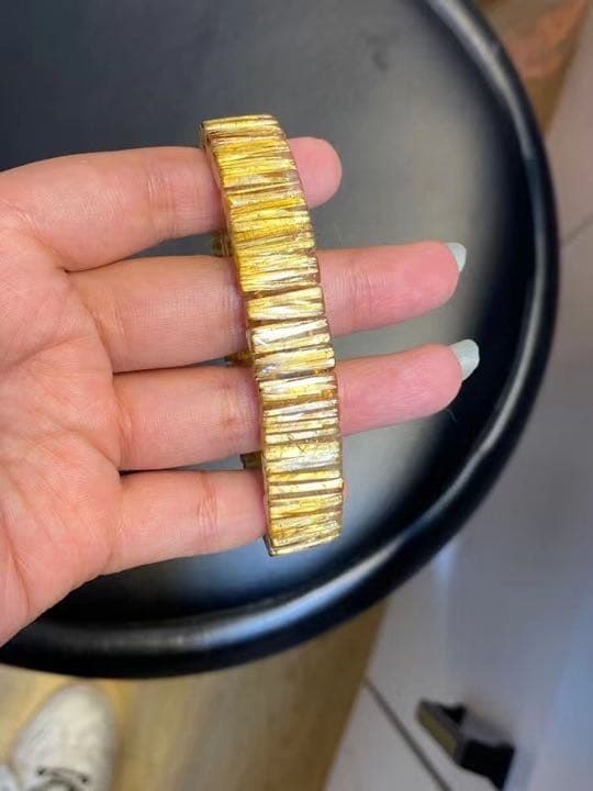 天然】ゴールドタイチンルチル クォーツ ブレスレット バングル 34.71g