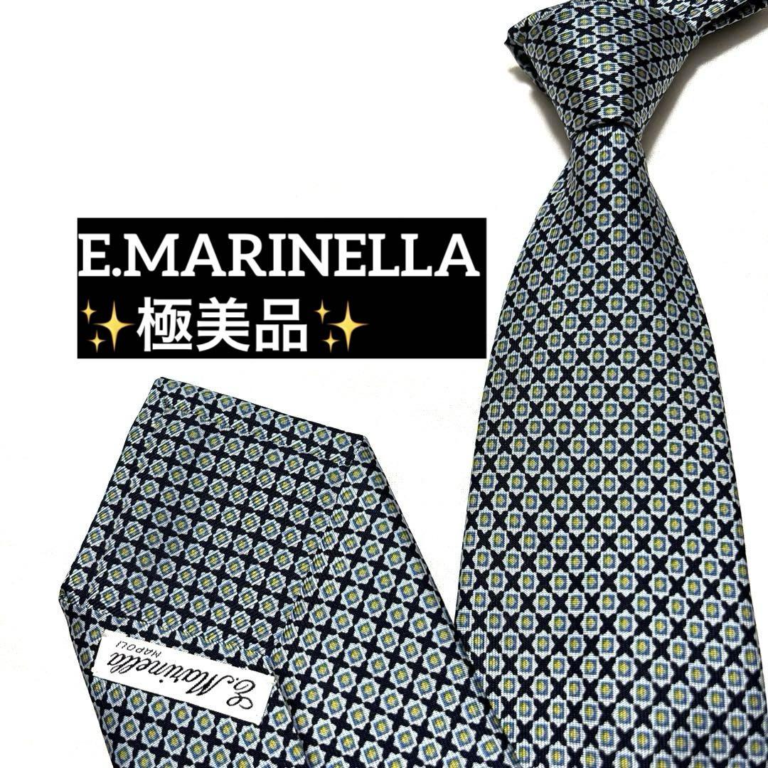 E.MARINELLA　マリネッラ　ネクタイ　小紋　ブラック　ブルー　極美品