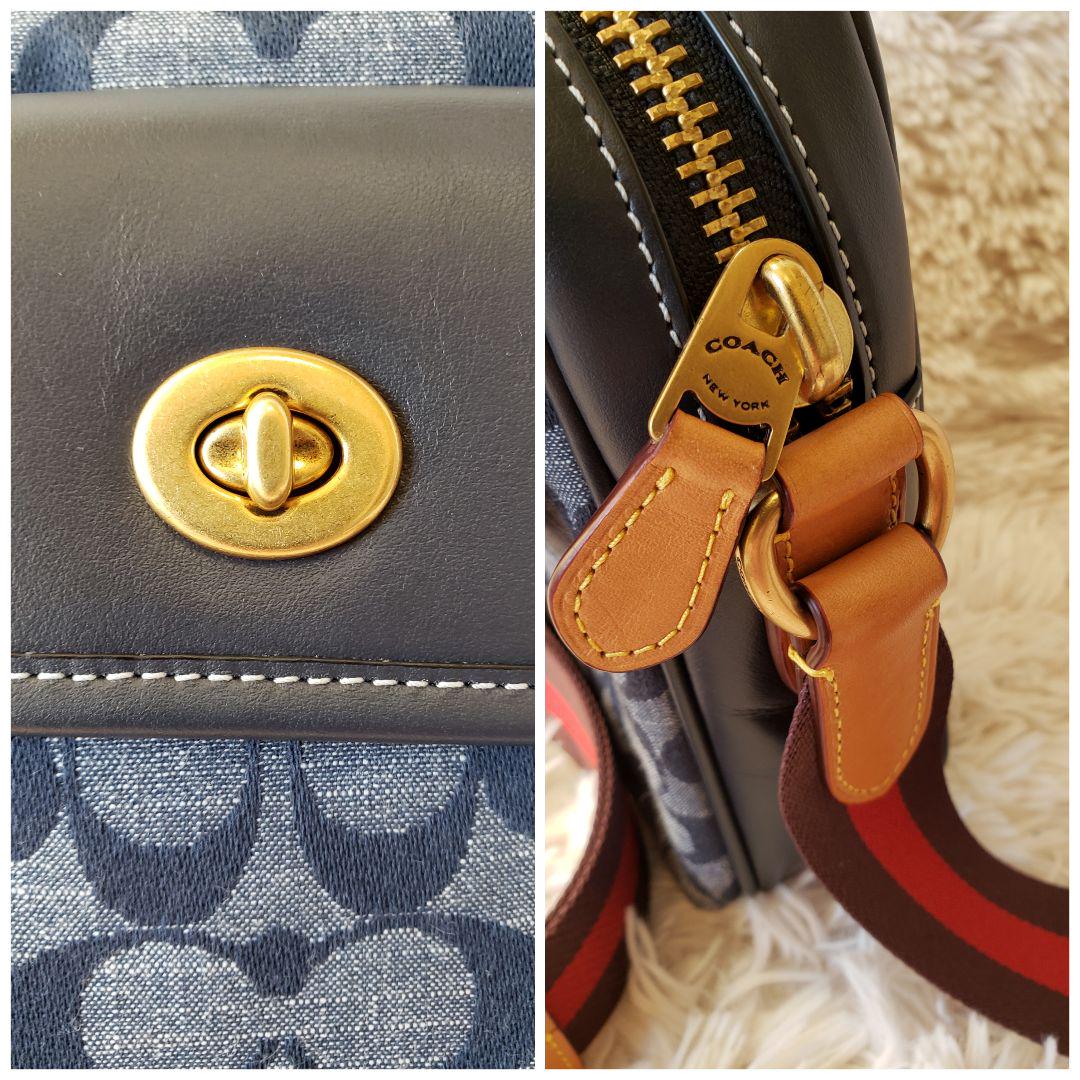 最新品定番 極美品 COACH ショルダーバッグ クロスボディ デニム ターンロック AzLt0-m33558350820 豊富な人気SALE