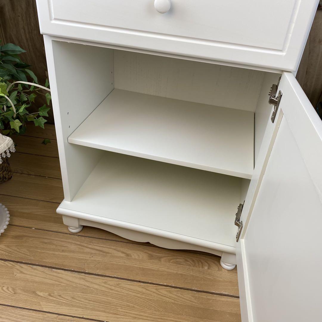 訳あり品【58】フレンチカントリー調ホワイトサイドキャビネット飾り棚収納家具姫系