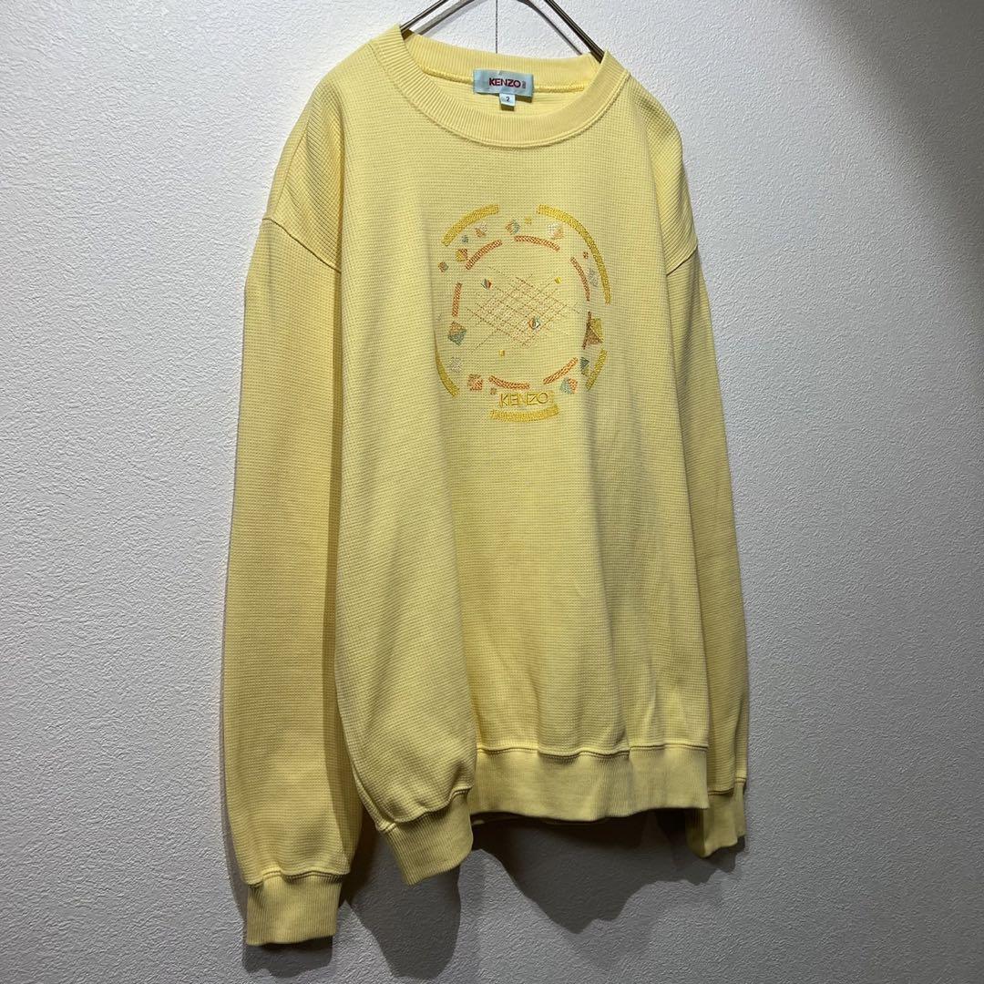 【US規格】希少 KENZO ロゴ刺繍スウェット サーマル イエロー 黄 2