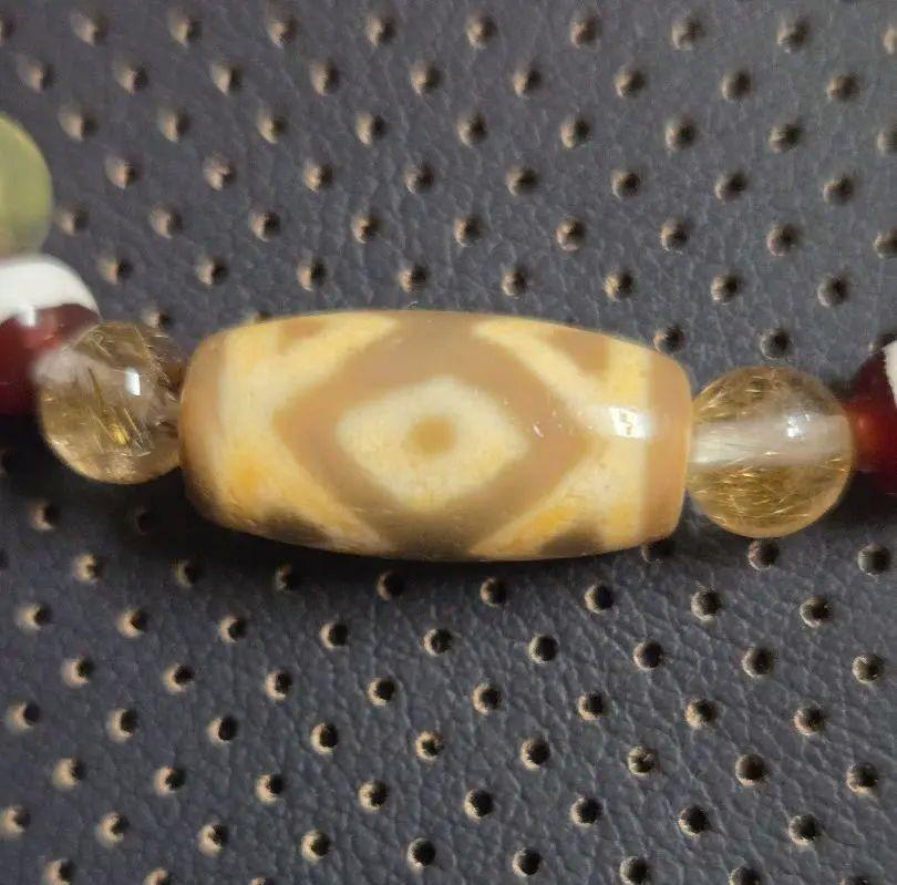 723　天珠　上肯製　龍紋蓮花二眼天珠　dzibeads！