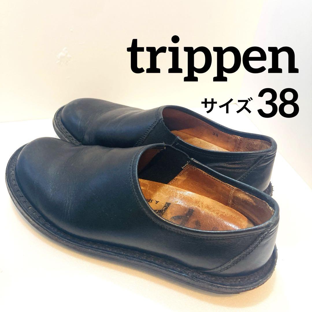 トリッペン yen スリッポン レザーシューズ レザー ブラック　サイズ38