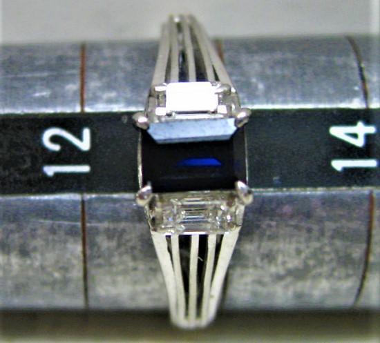 Pt850プラチナリング指輪サファイヤ0.47ctバゲットダイヤ2ヶ0.17ct wnjc6-m33574200578 高品質定番