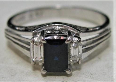 Pt850プラチナリング指輪サファイヤ0.47ctバゲットダイヤ2ヶ0.17ct wnjc6-m33574200578 高品質定番