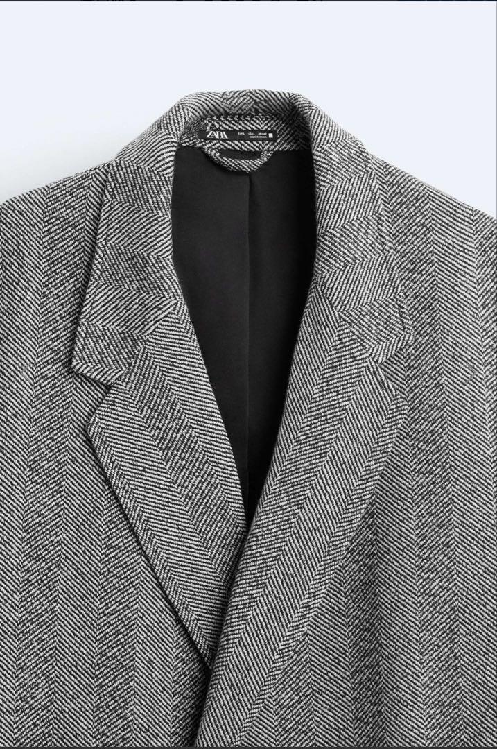 ZARA ダブルブレストヘリンボーンコート