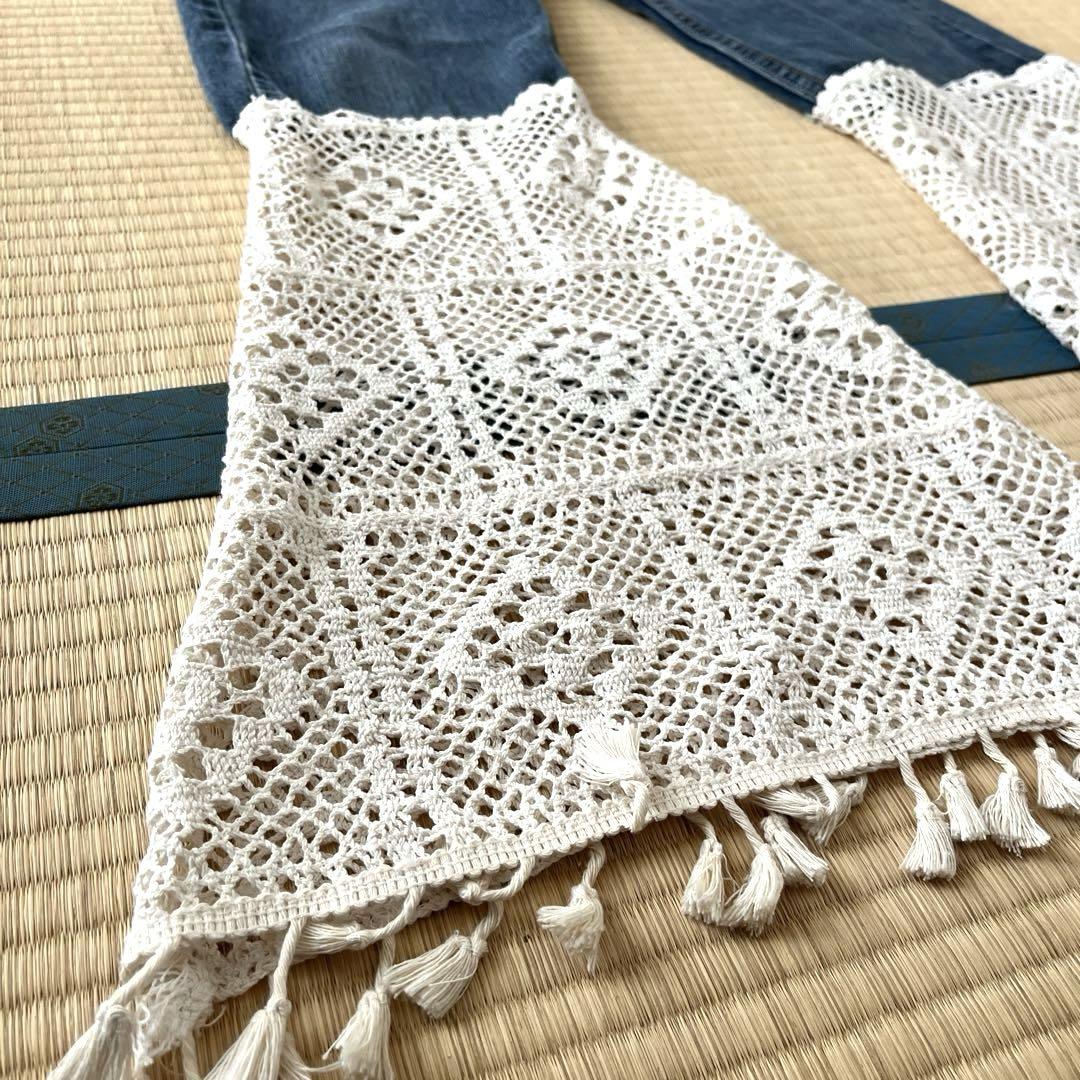 【激安通販 オンラインショップ】日用品 boy】Lee Panama 再構築 レース デニム ブーツカット リメイク パンツ