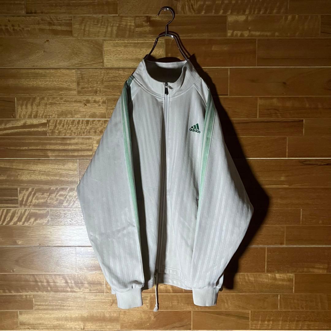 adidas トラックジャケット キムタク着用 ベージュ 緑 ストライプ M〜L adidas トラックジャケット キムタク着用 ベージュ 緑 ストライプ M〜L