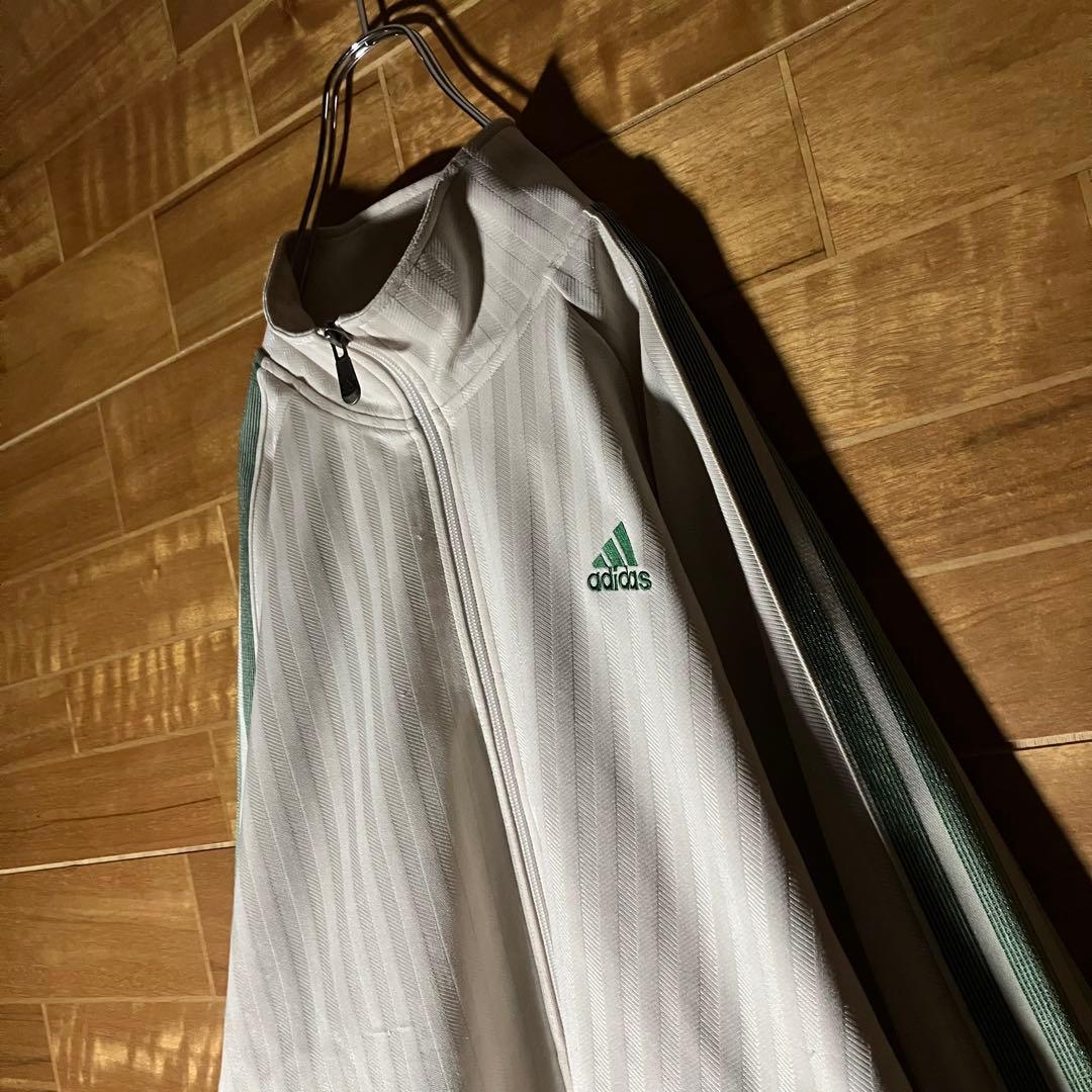 adidas トラックジャケット キムタク着用 ベージュ 緑 ストライプ M〜L adidas トラックジャケット キムタク着用 ベージュ 緑 ストライプ M〜L