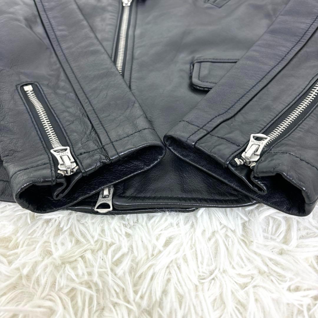【美品】UNITED ARROWS ライダース レザージャケット ダブル S-M レア✨馬革 UNITED ARROWS ダブル レザー ライダース ジャケット