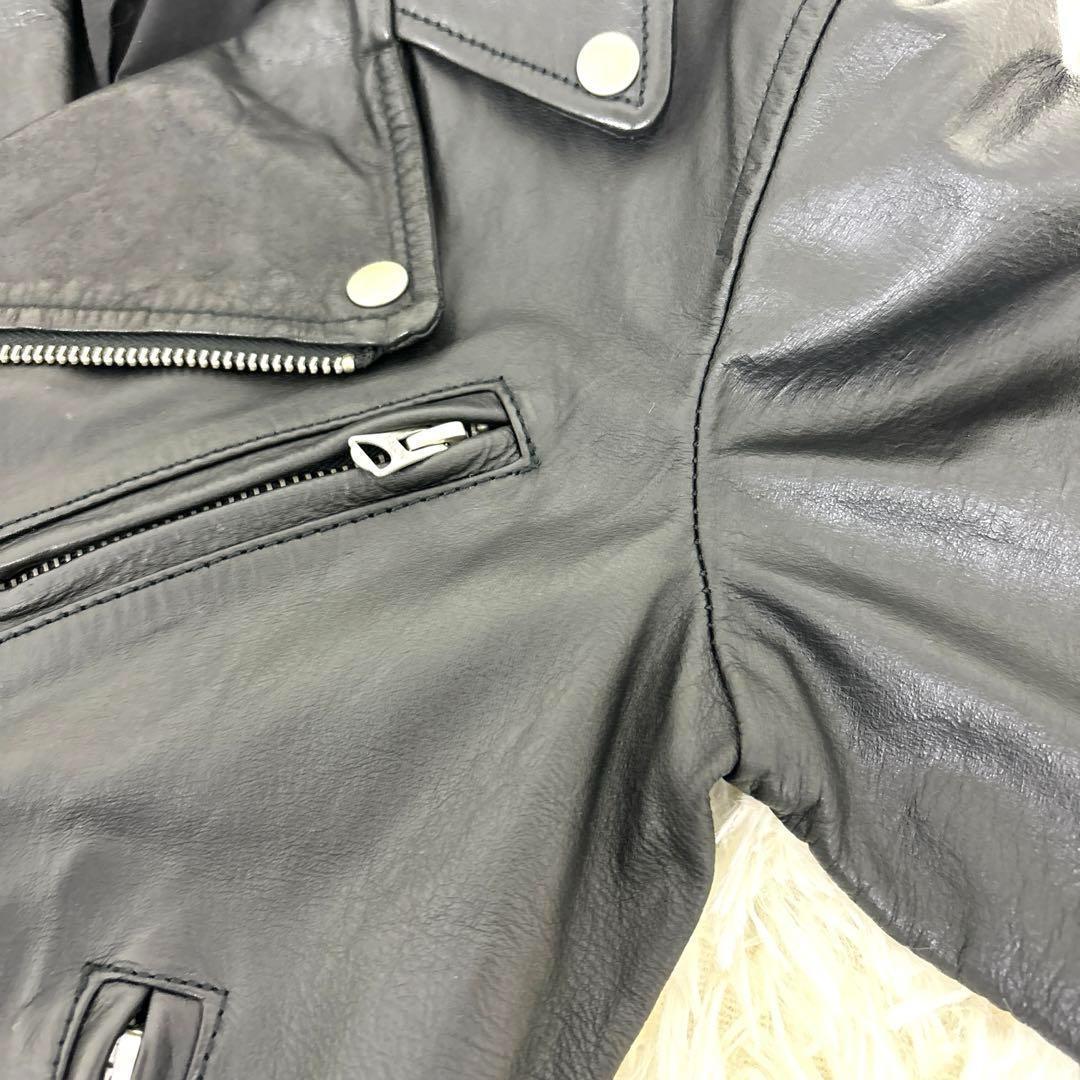 【美品】UNITED ARROWS ライダース レザージャケット ダブル S-M monkey time＞ シープ レザー オーバーサイズ ダブルライダース