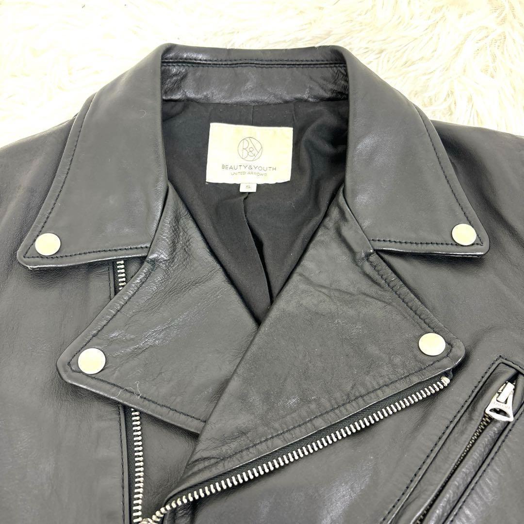 【美品】UNITED ARROWS ライダース レザージャケット ダブル S-M レア✨馬革 UNITED ARROWS ダブル レザー ライダース ジャケット