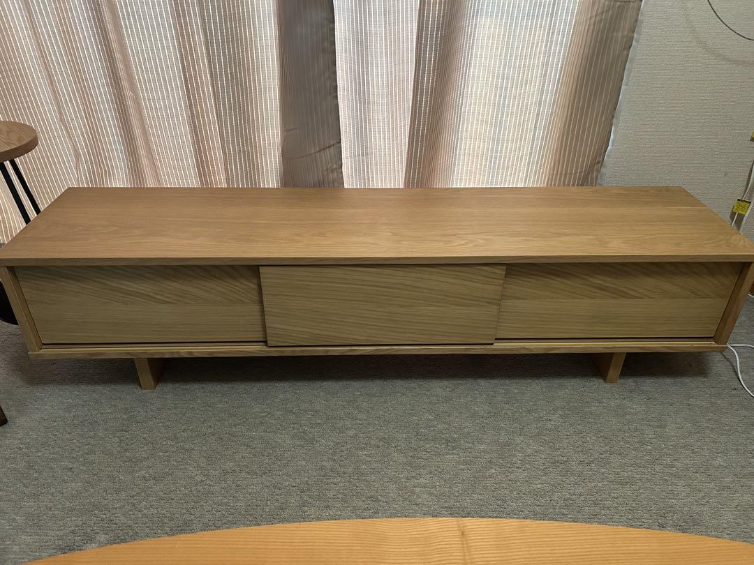 【無印良品】廃盤品：オーク材AVラック薄型（引戸）幅150cm